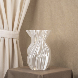 Vintervad Design Anna white sculptural vase with organic twisted tree-inspired lines made from sustainable materials.